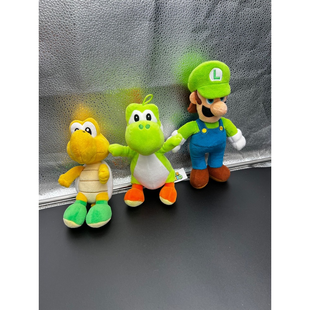 Nintendo Super Mario Plush Bundle Luigi Yoshi Koopa Troopa 3 Piece Set 7-9 inch